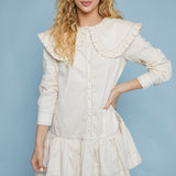 Ava Ruffled Collar Mini Shirt Dress