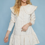 Ava Ruffled Collar Mini Shirt Dress