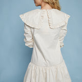 Ava Ruffled Collar Mini Shirt Dress