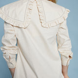Ava Ruffled Collar Mini Shirt Dress