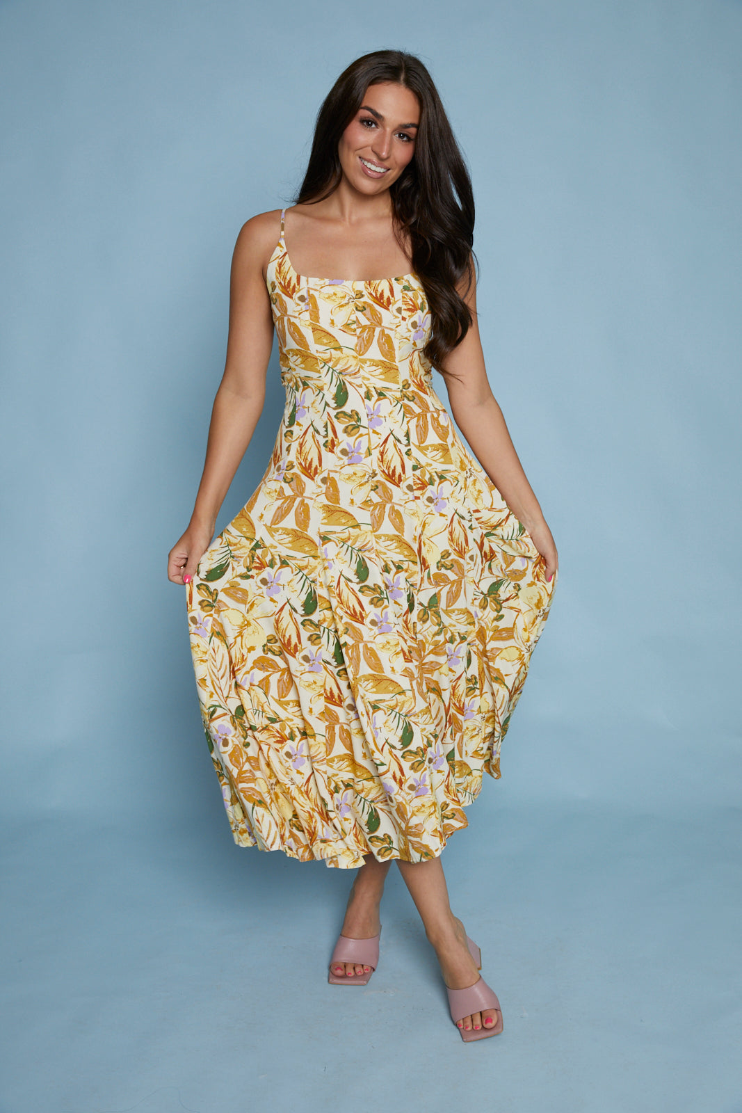 lulus april floral chiffon fit & flare midi dress April Floral Chiffon Fit & Flare Midi Dress (Women)