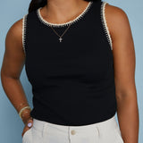 Kane Whipstitch Rib Knit Tank - Black