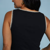Kane Whipstitch Rib Knit Tank - Black