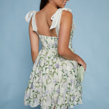 Cassidy Floral Pleated Tie Strap Mini Dress