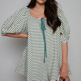 Birdie Puff Sleeve Striped Romper