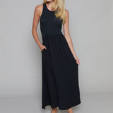 Claire Modal Rib Midi Dress - Black