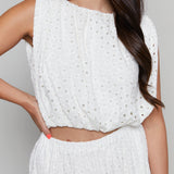 Briley Eyelet Crop Top - White