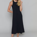 Angelina Pleated Knit Midi Dress - Black