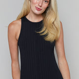 Angelina Pleated Knit Midi Dress - Black