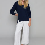 Billie Wide Leg Linen Pants - White