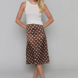 Miranda Satin Polka Dot Midi Skirt
