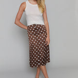 Miranda Satin Polka Dot Midi Skirt