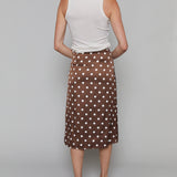 Miranda Satin Polka Dot Midi Skirt