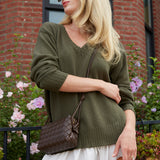 Gaia V Neck Sweater - Fern