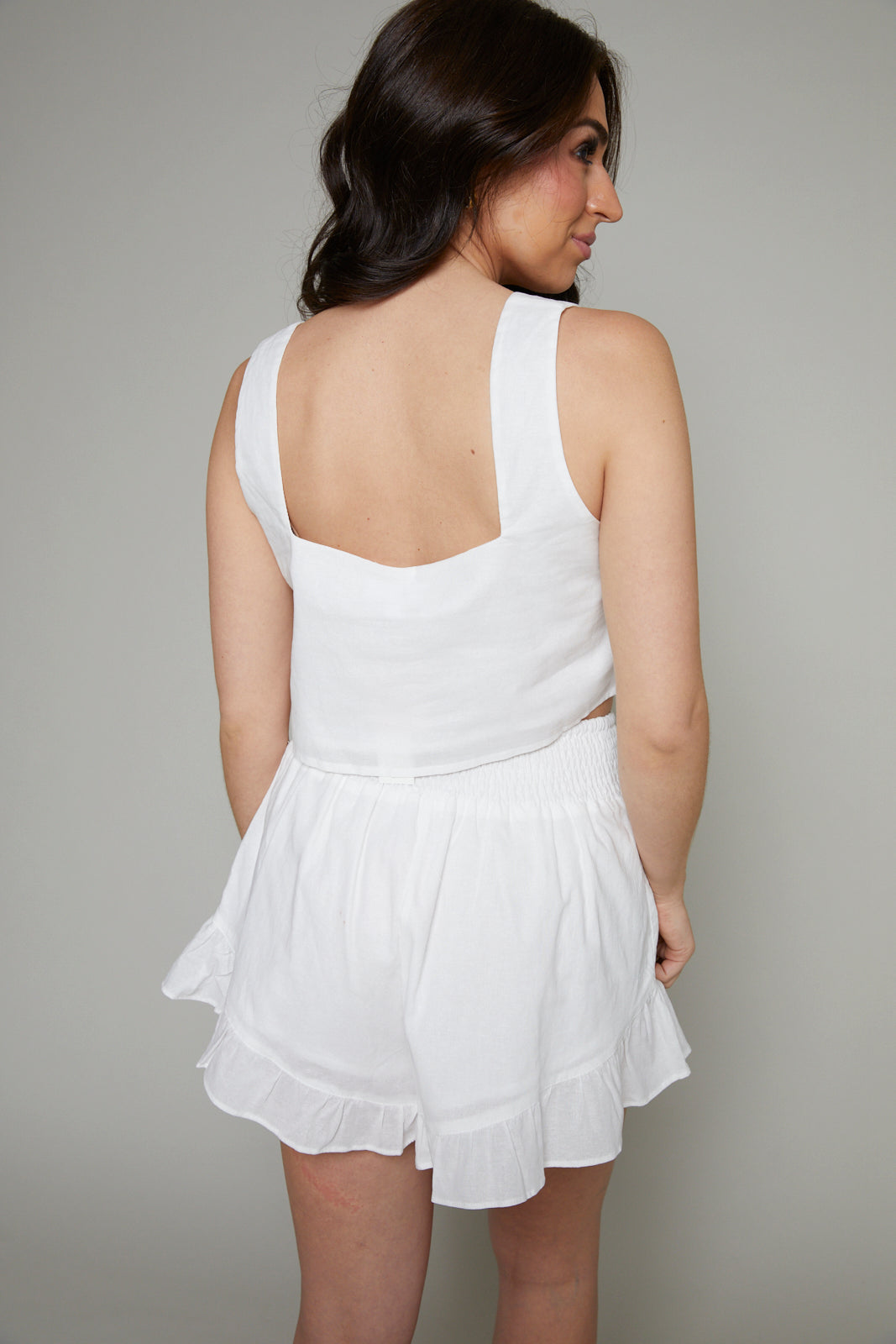 Juniper Linen Crop Top + Shorts Set - White – No. 14