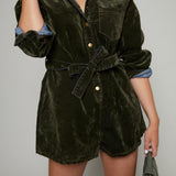 Sabrina Velvet Tie Waist Playsuit