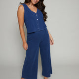 Mia Jersey Flare Pant - Indigo