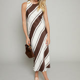 Eden Striped Satin Midi Dress