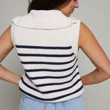 Andie Striped Half Zip Knit Top
