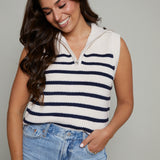 Andie Striped Half Zip Knit Top
