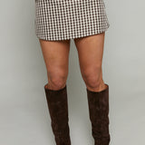 Jada Brown Gingham Mini Skort