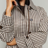 Gigi Brown Gingham Trench Jacket