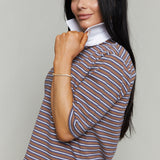 Ziggy Striped Rugby Polo Shirt - Brown Navy