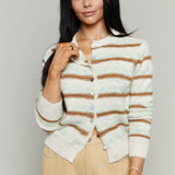 Emery Striped Cardigan with Multicolor Buttons