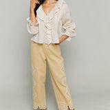 Carolina Eyelet Embroidered Ankle Cropped Pants