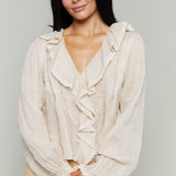 Acacia Ruffled Linen Long Sleeve Blouse