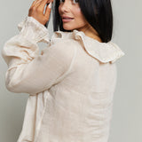 Acacia Ruffled Linen Long Sleeve Blouse