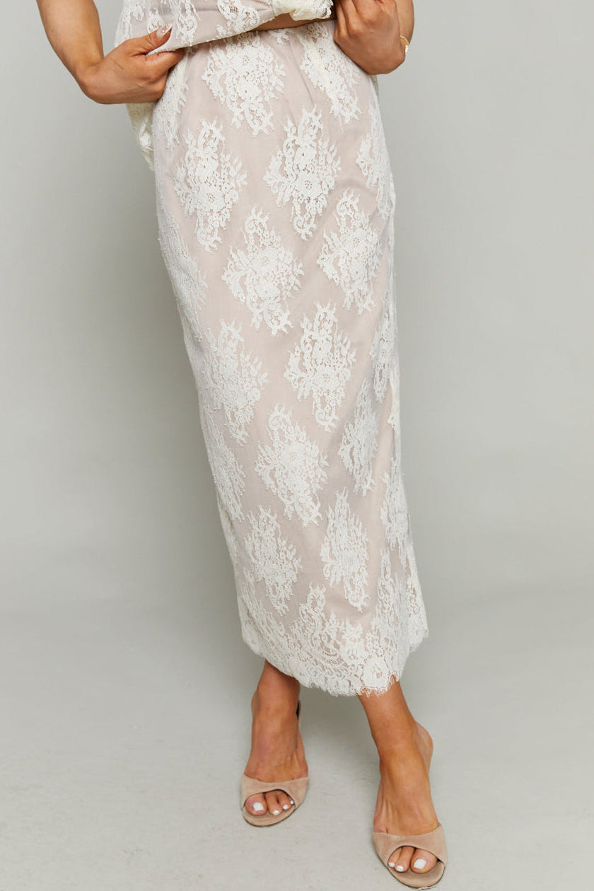 Honour Embroidered Lace Midi Skirt