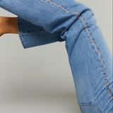 Kirby Mid Rise Bowed Straight Leg Jeans - Star Studded