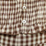 Alenna Fitted Smocked Gingham Top - Brown