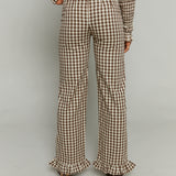 Nilsa Gingham Ruffled Pants - Brown