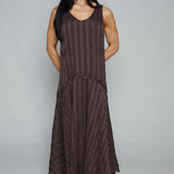 Bernadette Drop-Waist Maxi Dress - Brown Plaid