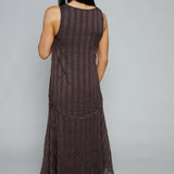 Bernadette Drop-Waist Maxi Dress - Brown Plaid