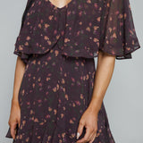 Kenley Floral Cape-Sleeve Mini Dress