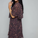 Kenley Floral Cape-Sleeve Mini Dress