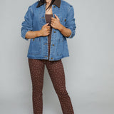 Zeba Contrast Collar Denim Jacket