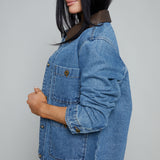 Zeba Contrast Collar Denim Jacket