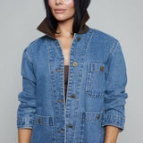 Zeba Contrast Collar Denim Jacket