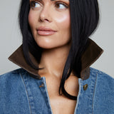 Zeba Contrast Collar Denim Jacket