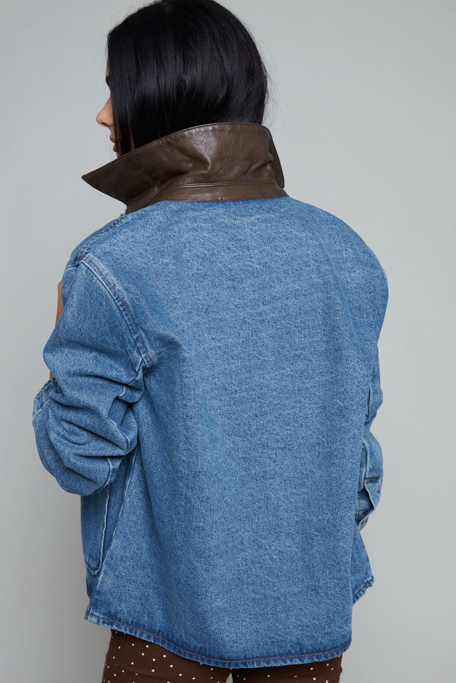 Zeba Contrast Collar Denim Jacket