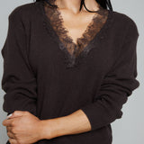 Kate Lace Trimmed V-Neck Sweater