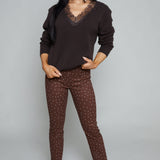 Sheryne Cropped Capri Pants - Brown Polka Dot