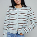 Phoebe Relaxed Striped Cardigan - Aqua Cloud