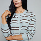 Phoebe Relaxed Striped Cardigan - Aqua Cloud