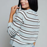 Phoebe Relaxed Striped Cardigan - Aqua Cloud