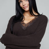 Kate Lace Trimmed V-Neck Sweater